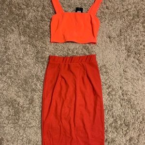 Red and orange Fashion nova skirt set (never worn)